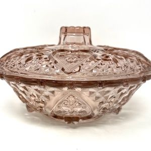 Vintage Pink KIG Malaysia Pressed/Depression Glass Candy/Trinket Dish